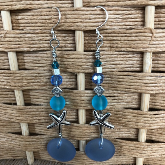 handcrafted Jewelry - Handcrafted seaglass starfish drop earrings NEW 💙